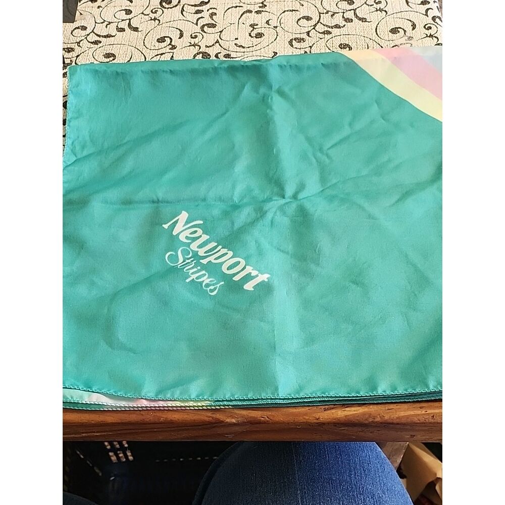 Newport Stripes Turquoise Scarf with Pastel Corner